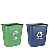 Acrimet Cubo de Basura, Basurero de Reciclaje y Residuos con capacidad de 24 litros (Juego de 2 - Verde/Azul) (Hecho en PlÃ¡stico)