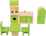 Small Foot- Muebles de Madera casa, Incluye Nevera, Unidad de Cocina, Mesa y sillas, Adecuado para muÃ±ecas dobladas, Accesorios Ideales para niÃ±os a Partir de 3 aÃ±os (10873)