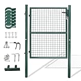 Gimisgu Puerta de jardÃ­n, 150 x 100 cm, puerta de jardÃ­n de acero galvanizado, incluye cerradura y 3 llaves, robusta y duradera, para puerta de entrada, color verde