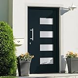 ZesenArt Puertas - Materiales de construcciÃ³n - Puerta delantera de aluminio y PVC antracita 100 x 210 cm