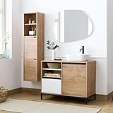 Miroytengo Pack Muebles para baño Támesis Estilo Industrial Roble Gold y Blanco (Mueble baño + Columna + Lavabo cerámico)