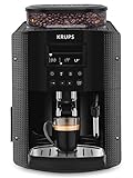 Krups Máquina de café Essential, molinillo de granos, cafetera espresso, pantalla LCD, limpieza automática, boquilla de vapor para capuchino negro YY8135FD