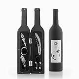 InnovaGoods 6 Juegos Vino, Elegante Estuche, 5 Pieces Bottle Wine, Set, Sacacorchos con Accesorios, Acero Inoxidable, Negro