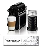 Nespresso Inissia con Aeroccino y Descaling set descalcificador EN80.BAE, máquina de café De'Longhi, sistema de cápsulas, tanque de agua 0.7L, negro