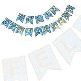 Pancarta Feliz cumpleaños Español Castellano Decoración fiesta cumple Banner colores Guirnalda Adorno cumple años (Azul)