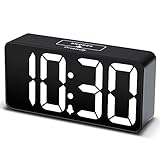 DreamSky - Reloj Despertador Digital Compacto con Puerto USB para Carga, regulador de Brillo Ajustable, Pantalla de dÃ­gitos Gruesos, Volumen de Alarma Ajustable, 12/24 Horas