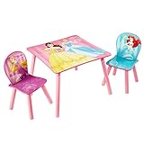 Disney Princess Conjunto de Mesa y Dos sillas, Madera, Rosa, 63.00x63.00x45.00 cm