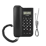 Teléfono Fijo, KX-T076 Teléfono de Pared con Cable e identificador de Llamadas para el hogar y la Oficina [Negro]