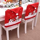 Juego de 4 fundas para sillas de Navidad, diseÃ±o de PapÃ¡ Noel, color rojo, funda para asiento de comedor, para decoraciÃ³n de Navidad, cena, decoraciÃ³n de la cocina del hogar