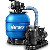 tillvex Depuradora Azul de Agua para Piscina 10 mÂ³/h - 5 Funciones de Filtrado - Bomba de Filtro de Arena con VÃ¡lvula