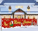 DPKOW Largo Feliz Navidad Pancarta Decoración, Tela Cartel Pancarta para Decoración Jardín Exterior de Navidad, Decoración Interior Casa de Navidad, Decoración Mesa Pared de Navidad, 270 * 35cm