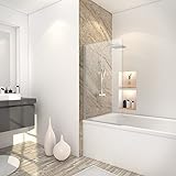 Schulte mampara ducha bañera 70 x 120 cm, color gris, 1 hoja abatible plegable 180° en la pared, montaje reversible izquierda derecha, vidrio de seguridad espesor 5 mm transparente, biombo de bañera