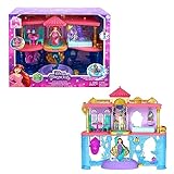 Mattel Disney Princess Minis Castillo de Ariel Casa de muñecas La Sirenita 2 pisos con figura, muebles y accesorios, juguete +3 años (HLW95)