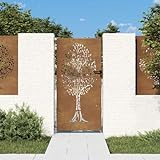 TANZEM Puerta de jardín Acero corten diseño árbol 85x175 cm, Puertas para Jardin, Puertas De Exterior, Valla Jardín, Rejas para Puertas De Entrada