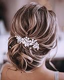 Unicra Silver Wedding Crystal Hair Vines Flor Hoja Tocados Accesorios para el cabello para la novia (Plata)
