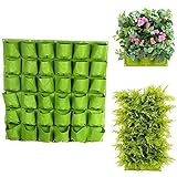 VOANZO Green Garden - Macetero vertical con múltiples bolsillos, soporte de pared, diseño de maceta de fieltro para interior y exterior, 36 bolsillos (100 x 100 cm)
