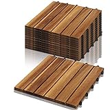 VINGO - Baldosas de madera de acacia, 30 x 30 cm, 6 listones de 1 m², baldosas de suelo adecuadas como baldosas de terraza y balcón (11 unidades)