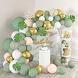WAREHOUSE138 Piezas globos de cumpleaños arco de globos verde de globos de oro verde y blanco, juego de globos, globo verde oliva como cumpleaños, boda, matrimonio. (verde dorado blanco)