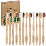 FINEVERNEK Kit de 12 Cepillos de Dientes de Bambú, Cepillos de Dientes de Bambú Natural y Ecolóico, 4 Colores Suaves Naturales de Cepillo de Diente de Bambú, para el Hogar y el Viaje