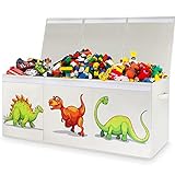 Eave Caja de juguetes con tapa, robusta y plegable, grandes contenedores extraíbles para sala de juegos, dormitorio, hogar, tamaño 99 x 34 x 40 cm