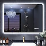 S'bagno Espejo baño con Luz 60 x 80 cm, Espejo de baño Iluminado por LED con atenuación antivaho, Cambio de Color y Altavoz Bluetooth [Clasificación IP44] Espejo de Pared retroiluminado Rectangular