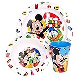 Set vajilla infantil reutilizable apta para microondas compuesta por vaso, plato y cuenco de Mickey Mouse