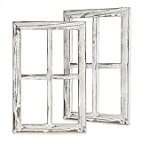 BESTOOL Viejo marco de ventana rústico Barnwood - decoración para el hogar o al aire libre, no para fotos, Paquete de 2 (40 x 28 cm) (blanco)
