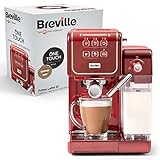 Breville Cafetera Espresso Prima Latte III | Cafetera expreso, capuchino y café con leche | Bomba italiana 19 bares | Espumador de leche automático | Compatible con monodosis ESE pod | Roja