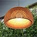 SHIKUN - Lámpara de techo tejida de bambú con pantalla, lámpara...