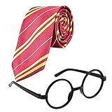 Xrten Disfraz de Corbata para NiÃ±os, Disfraz de Harry Potter para NiÃ±o, Accesorios de Halloween Cosplay Novedosas Gafas y Corbata, Accesorios para GraduaciÃ³n