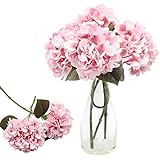 CATTLEYAHQ 4 Cabezas de Flores Artificiales de Hortensia, Elegante Ramo de hortensias, decoración de Flores Falsas para Fiesta/Boda/hogar/Cocina (Rosado)