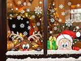 Voqeen Navidad Pegatina CalcomanÃ­as para Ventanas Lindo DecoraciÃ³n de Ventanas Espiar Santa Claus Rudolph CalcomanÃ­as electrostÃ¡ticas Ventanas