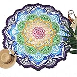 MANFÂ Tapicería/Colgante/Colch Tapicería Redonda Blanca de la Mandala, Colcha del lecho del Tiro, meditación Redonda Estera de la Yoga 150 * 150cm …