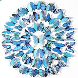 100 pegatinas de pared decorativas en 3D con diseño de mariposas, decoración de pared, extraíble, decoración del hogar, dormitorio, color azul